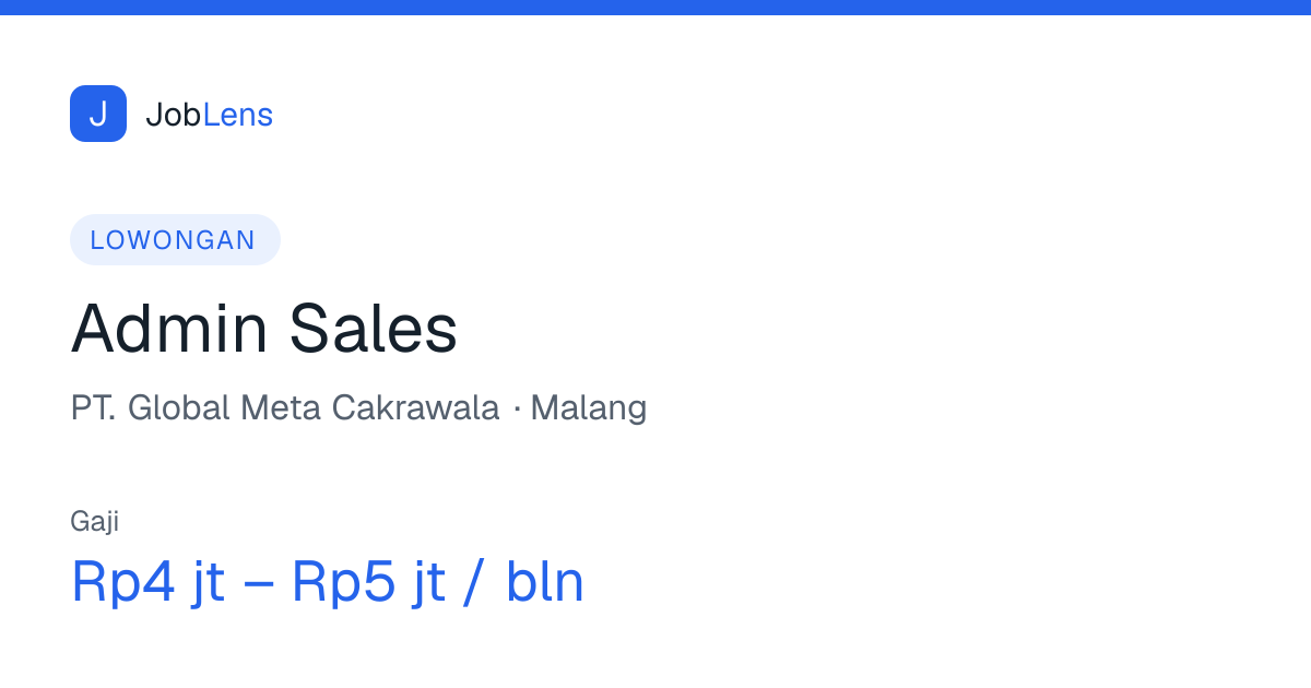 Admin Sales — PT. Global Meta Cakrawala | JobLens